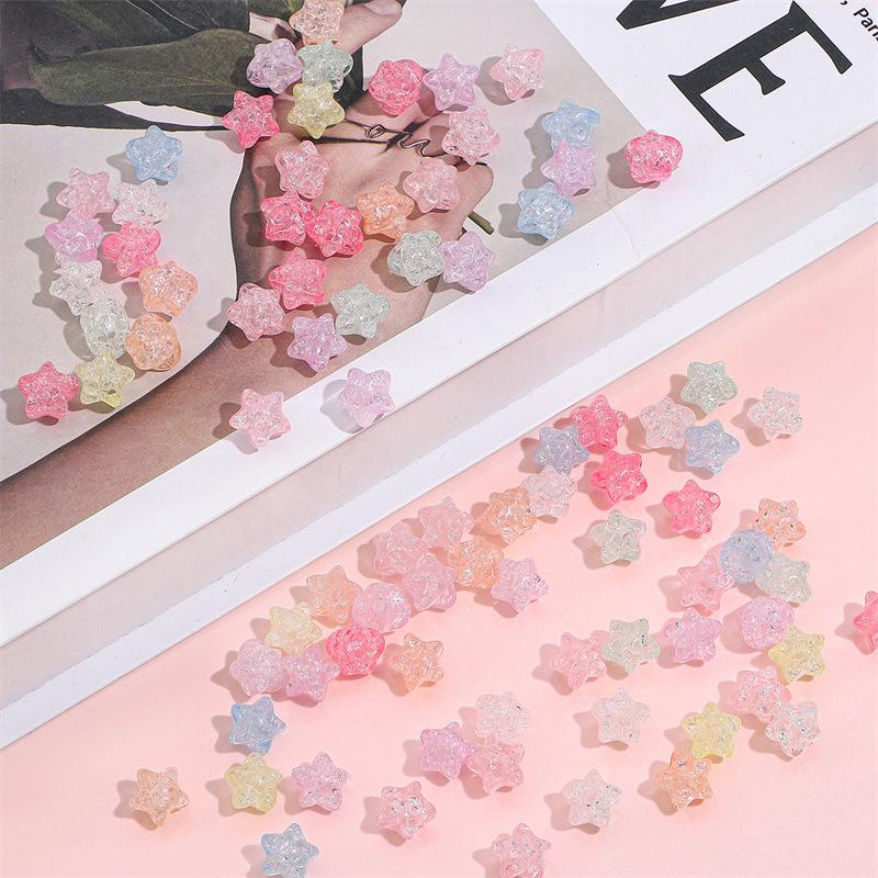 Handmade Bracelet Beads Color Acrylic Pentagram Pop Beads Cracked Beads Loose Beads Handmade DIY Bracelet Hand String Beads Jewelry Accessories