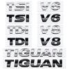 1Pc 3D ABS TIGUAN V6 V8 TSI TDI Car Letter Logo Sticker Tail Bumper Badge Auto Rear Trunk Emblem Styling Accessories