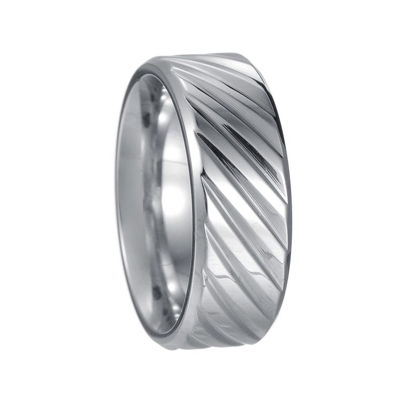 

Cross-Border Foreign Trade European and American New Titanium Steel Men s Ring Twill Fashion Simple Stainless Steel Finger Ring Jewelry Silver Size 8
