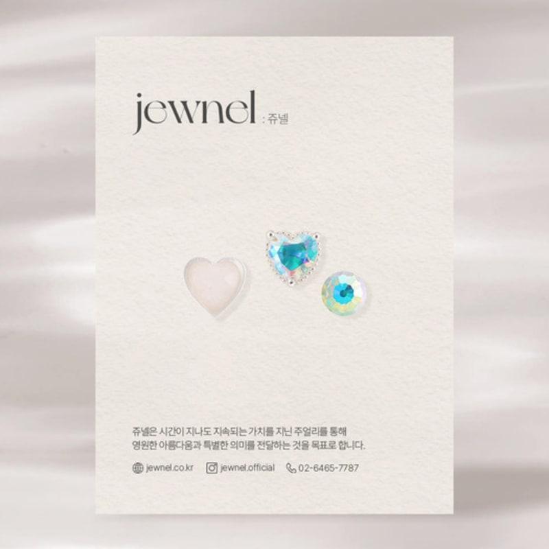 

JEWNEL [Set of 3] Silver 925 Sky Aurora Cut Pearl-Tone Heart Piercing Set 8mm bar