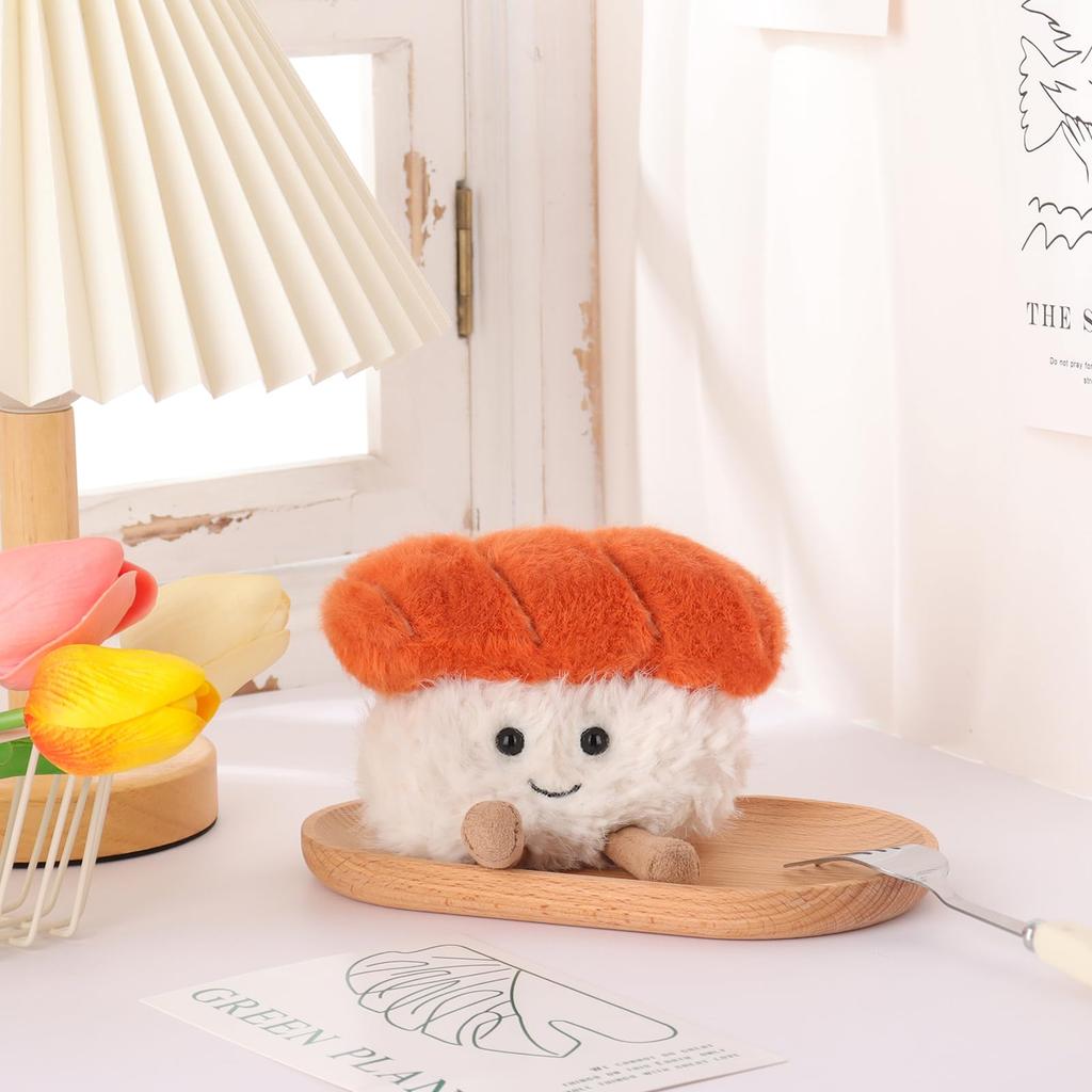 Apricot Lamb Salmon Sushi Plush Soft and Fluffy Salmon Sushi for Boys and 8cm Toy, Cute, Girls,