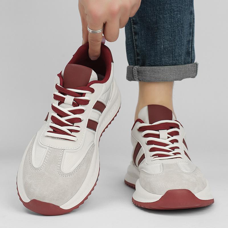 

Кроссовки Forrest Gump Xiaobai мужские 2025 новая весна дышащие универсальные повседневные кеды на платформе, увеличивающие рост, спортивная обувь McQueen 44 бордовый