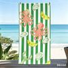 Aesthetic Lobster Pink Striped Microfiber Beach Towel, Cute Seafood Oyster Bath Towel, Quick Dry XL Summer Vacation Gift