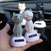 Solar Decoration Bobblehead Doll Cute Cartoon Cat Modeling Car Interior Dashboard Creative Decoration Car Doll Accessories
