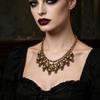 Punk Halloween Skull Necklace Statement Chain Jewelry with Front Drape and Alloy Finish for Concert and Party Outfits Daily