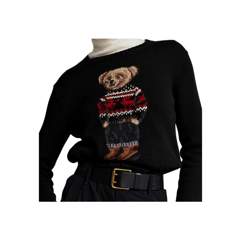 Polo Ralph Lauren Pattern Embroidered Pullover Crew Neck Sweater Women sweater Black 211847029-002