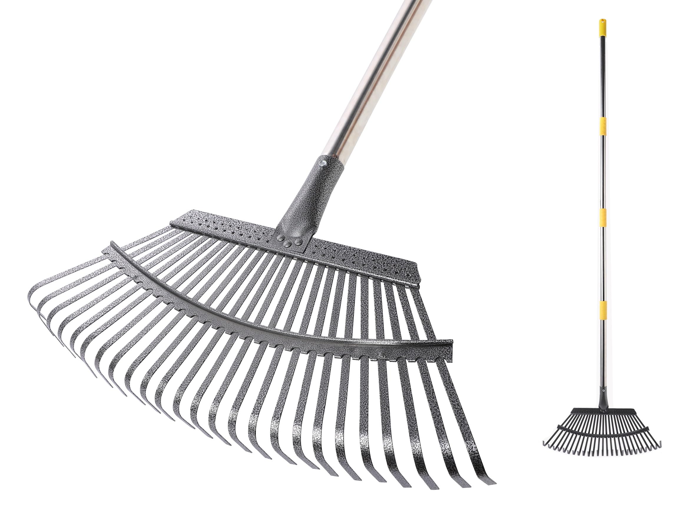 

CLEANHOME Садовые грабли, 25 зубьев, регулируемая длина, 84см-171см, легкие для уборки листьев, садоводства, прополки, газона, двора (черный)