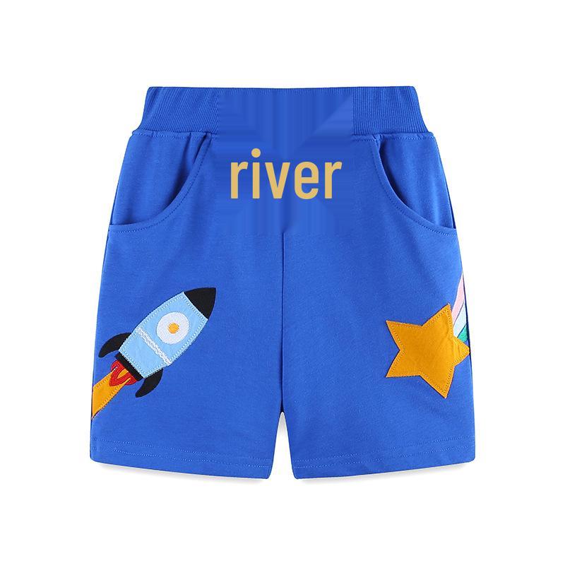 European Style Boys Summer Knit Shorts with Rocket Embroidery 2 Years (90cm)