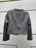 Nanyou Women's Mixed Color Rhinestone Herringbone Wool-Blend Jacket and Slit Skirt Set