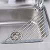 Triangle Roll-Up Dish Drying Rack Foldable Stainless Steel Over Sink Organizer Space Saving Kitchen Sink Corner Drainer Storage Shelf Holder