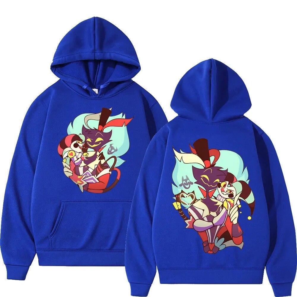 Sudadera Unisex de Helluva Boss Asmodeus Fizzarolli Doble Cara Personaje de Dibujo Animado Demonio Sudadera con Capucha Ropa Urbana de Anime Camisetas de Algodón Oversize
