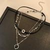 Gothic Schwarzes Pfirsichherz Anhänger Choker Schlüsselbeinkette Halskette Für Frauen Ästhetischer Rave Y2K Schmuck Geschenk