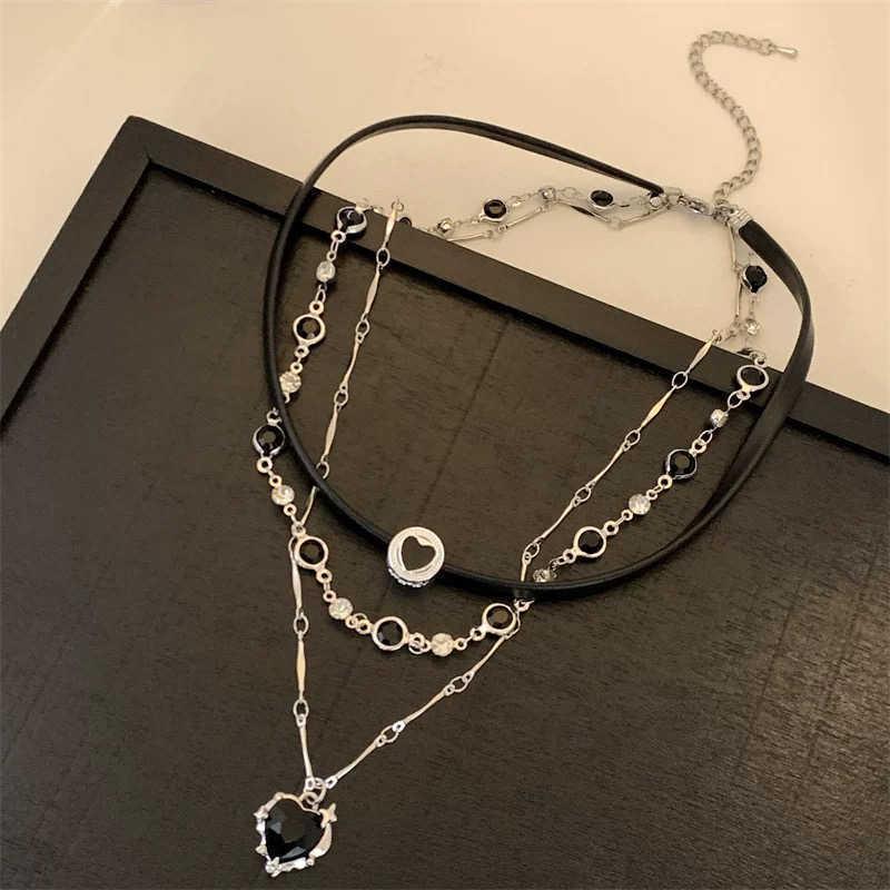 Gothic Schwarzes Pfirsichherz Anhänger Choker Schlüsselbeinkette Halskette Für Frauen Ästhetischer Rave Y2K Schmuck Geschenk