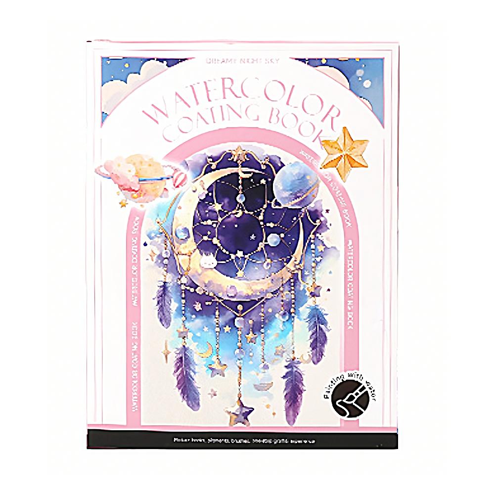 Travel Watercolor Painting Set with Tri-Fold Book, Built-in 12 Colors & Stress Relief Note Paper for DIY Art Folding Book