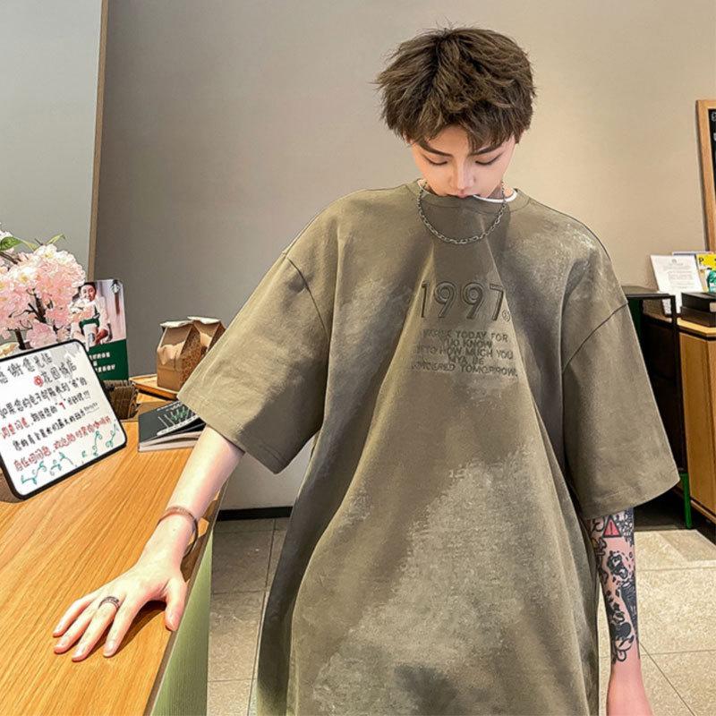 

Мужская модная футболка тай-дай с коротким рукавом из плотного хлопка M кофейный