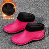 New waterproof shoes women's rain shoes low-top Korean version short tube fashion plastic shoes non-slip warm velvet cotton cover shoes