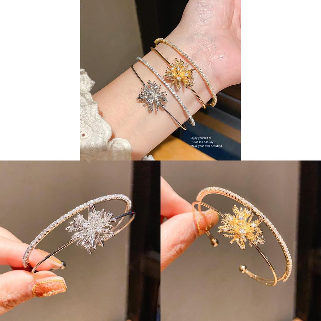Copper Zircon Flower Pendant Bracelet For Ladies Fashion Casual Or Office Wear Jewelry
