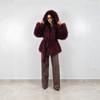 Womens Oversized Faux Fur Coat With Hood Longline Streetwear Winter Jacket In Beige Chocolate Wine Red