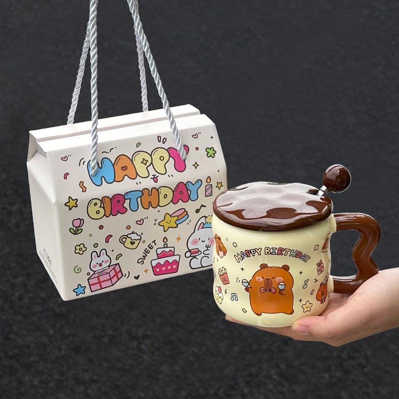 Birthday gift for girlfriends Kapibara cute capybara cup girls ceramic mug with lid gift box