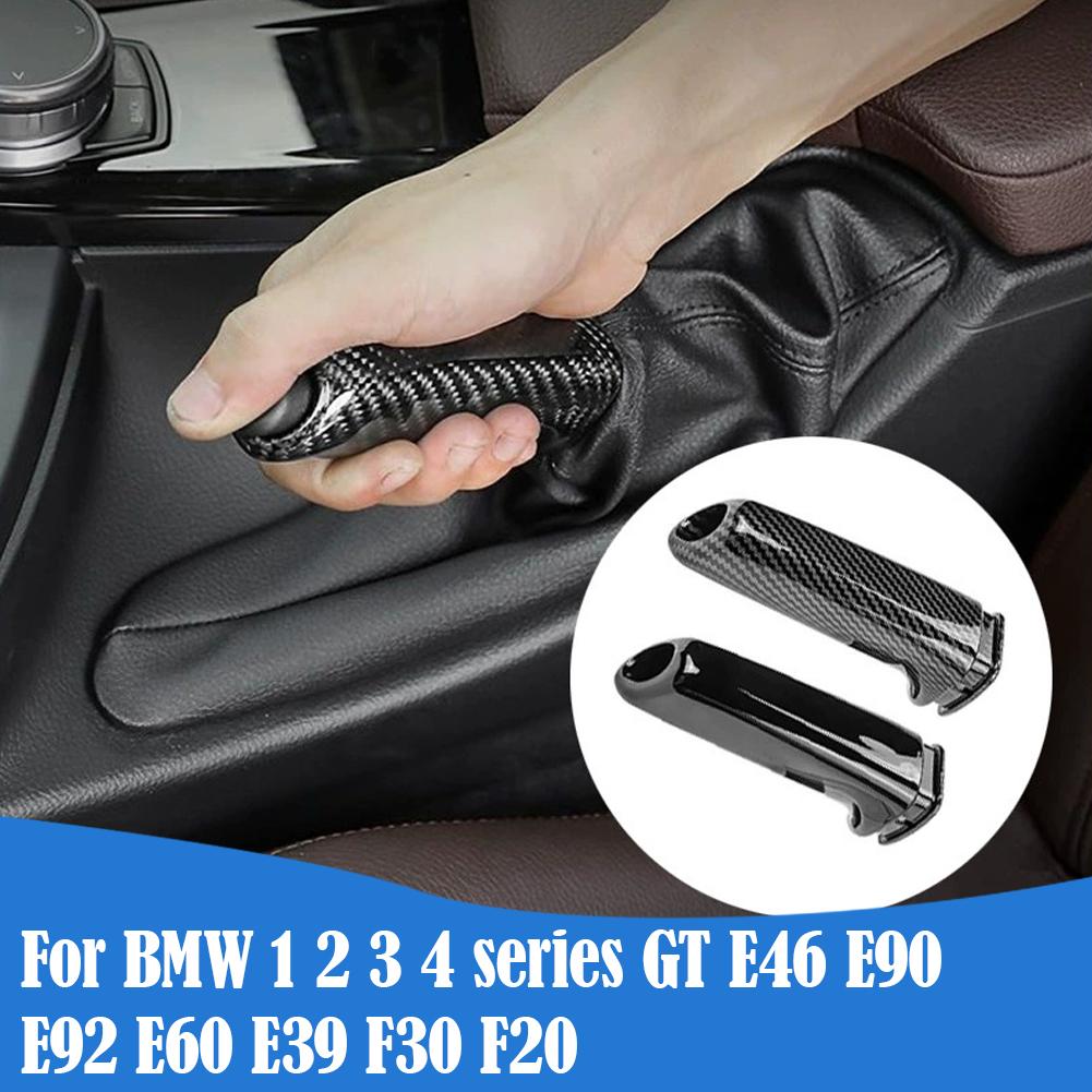 Car Handbrake Grips Protective Cover For BMW 1 2 3 4 Series GT E46 E90 E92 E60 E39 F30 Carbon Fiber Texture Handbrake Cover N5T3