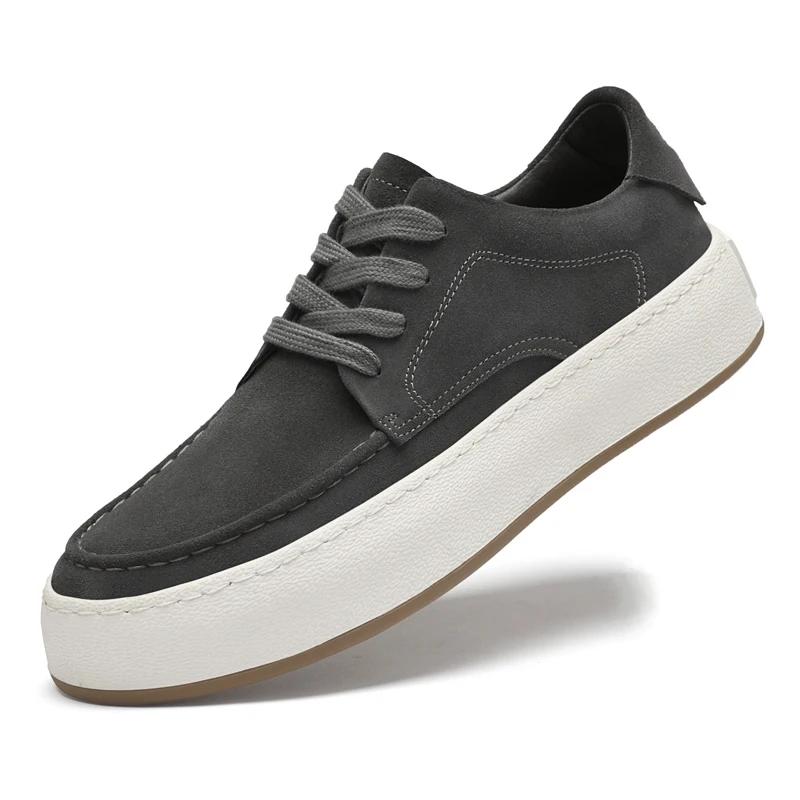 

Модные мужские модные тенденции замшевые кожаные туфли-оксфорды без застежек легкие удобные балетки кроссовки для прогулок на открытом воздухе повседневная обувь для поездок на работу 44 серый