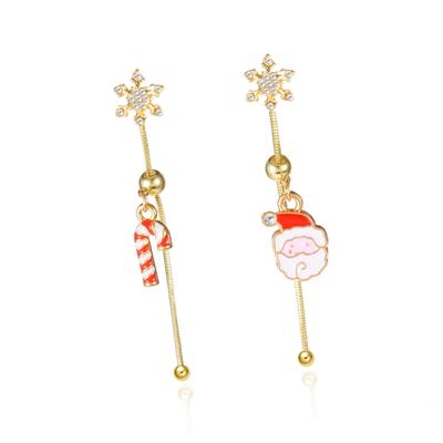 Festival Asymmetrische Weihnachtsbaum Schneeflocke Hängeohrringe für Damen Feiertagsparty Schmuck Geschenk Ohrschmuck