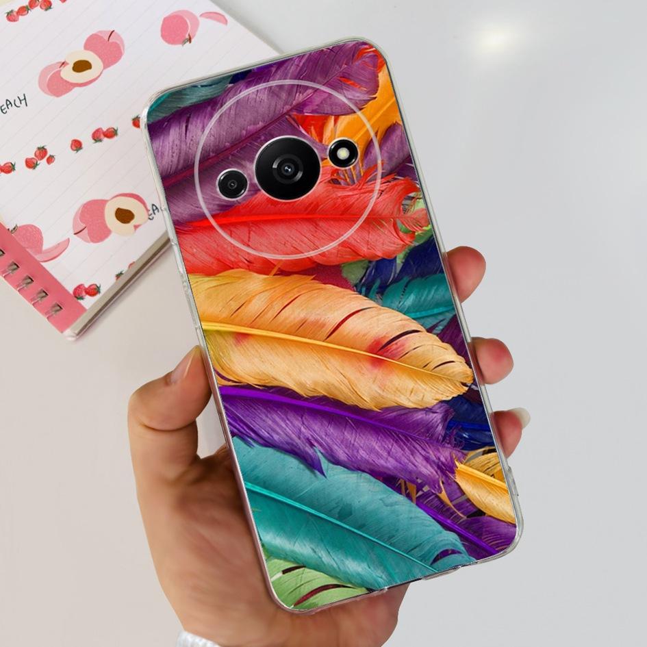 For Funda Xiaomi Redmi A3 Case 2024 Fashion Flower Transparent Silicone Soft TPU Phone Case For Xiomi Redmi A3 RedmiA3 4G Covers