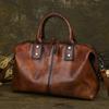 Johnature Echtes Leder Handtasche Retro Volltonfarbe Große Kapazität Damen Tasche Vielseitige Schulter Umhängetaschen