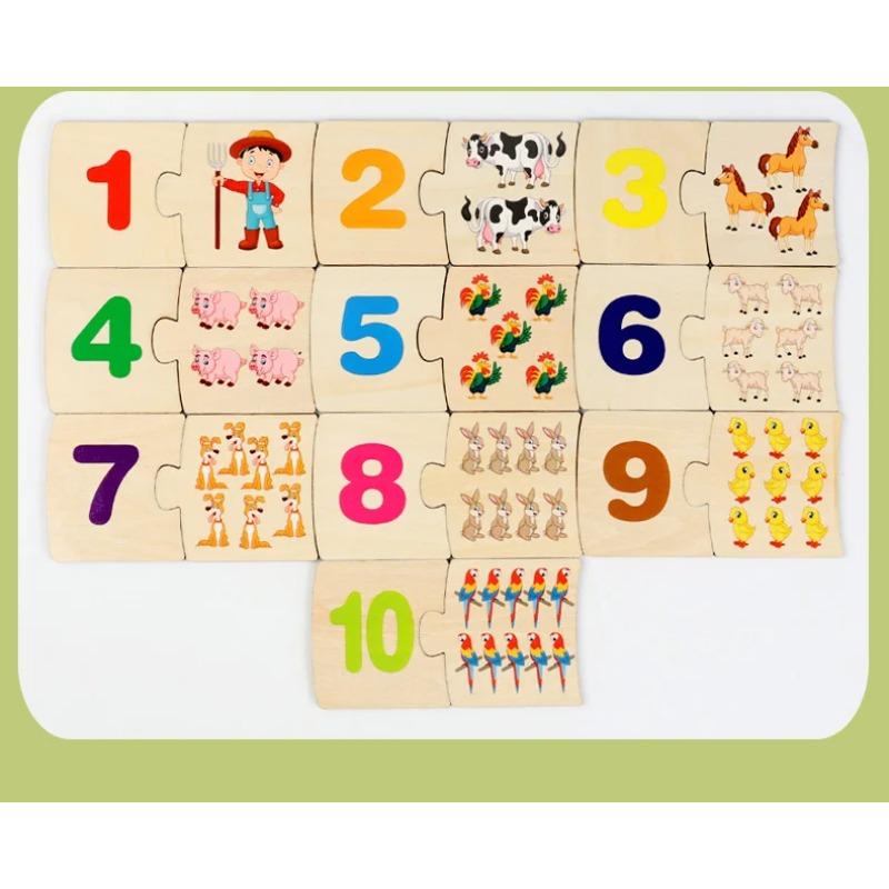 Interactive Wooden Learning Toy – Fun Animal & Number Matching Game for Shape Recognition & Early Math Skills, Ideal for Kids