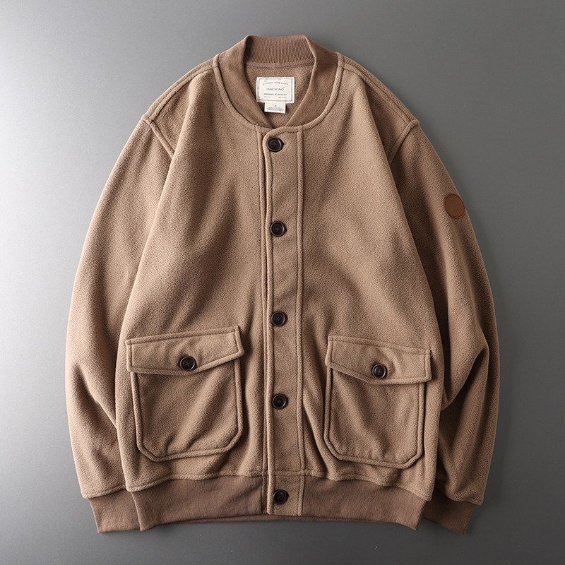 Мужская двусторонняя флисовая зимняя куртка Khaki XL