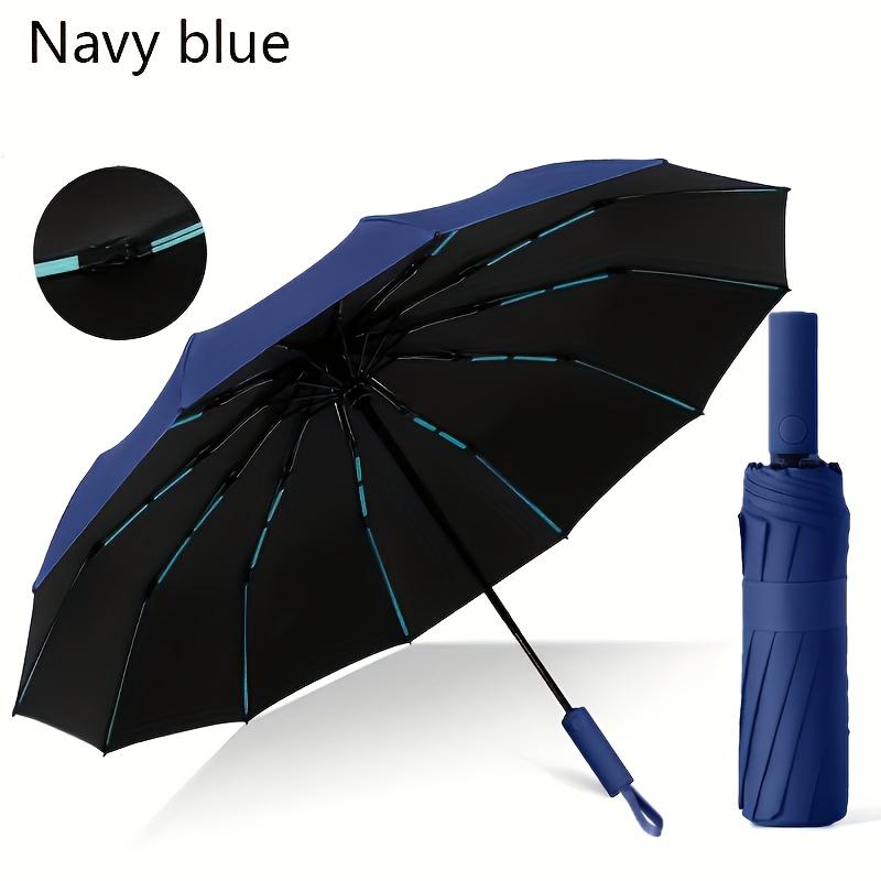 

Полностью автоматический зонт 60 спиц черного цвета с толстым и прочным килем, трехсложный зонт, зонт с защитой от УФ-лучей тёмно-синий