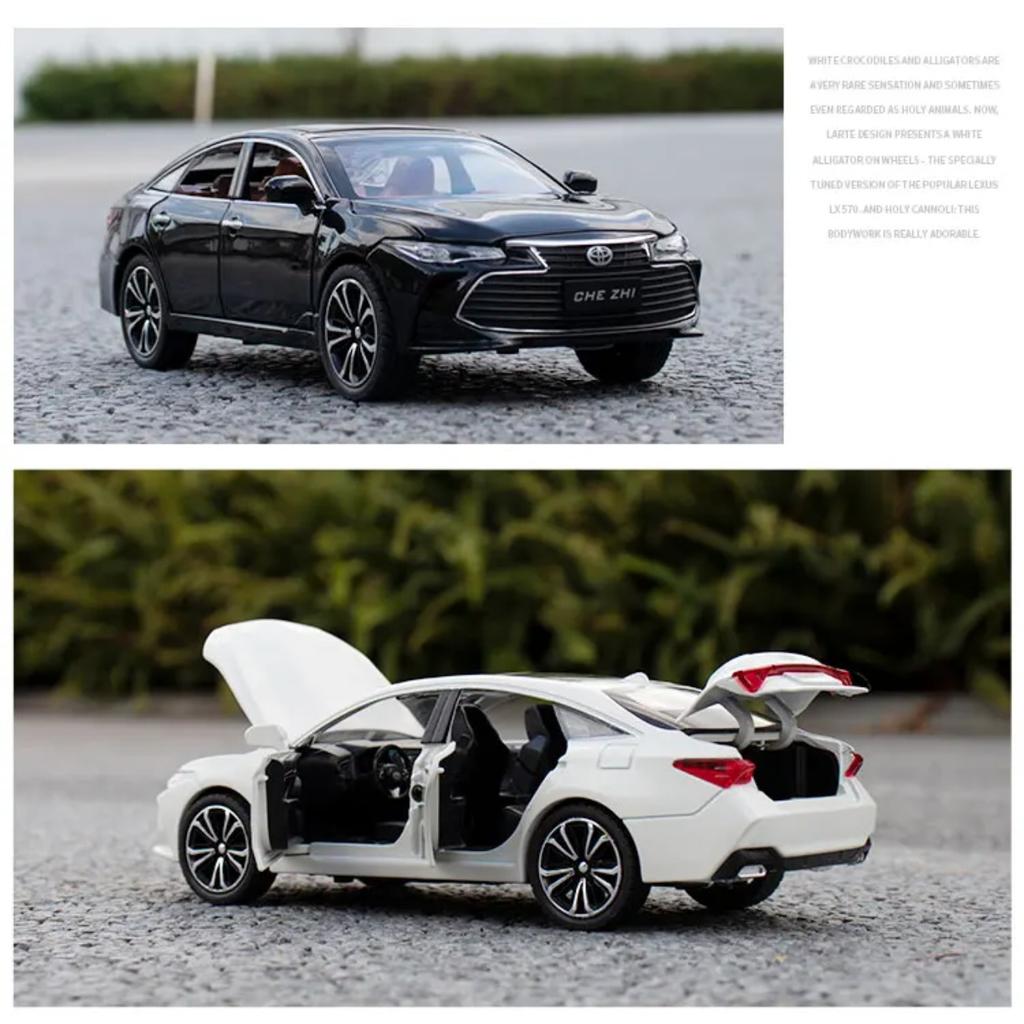 1/24 TOYOTA Avalon Toy Car for Children Diecast Metal Model Miniature Sound Light Doors Openable Collection Gift for Kids