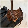 Chic Vintage Leopard Print Chain Shoulder Moon Bag In Black Khaki Brown For Trendy Style