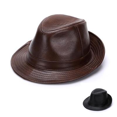 Męski Kapelusz Fedora ze Skóry Naturalnej Bydlęcej, Jesień/Zima, Styl Brytyjskiego Dżentelmena dla Osób w Średnim Wieku i Starszych