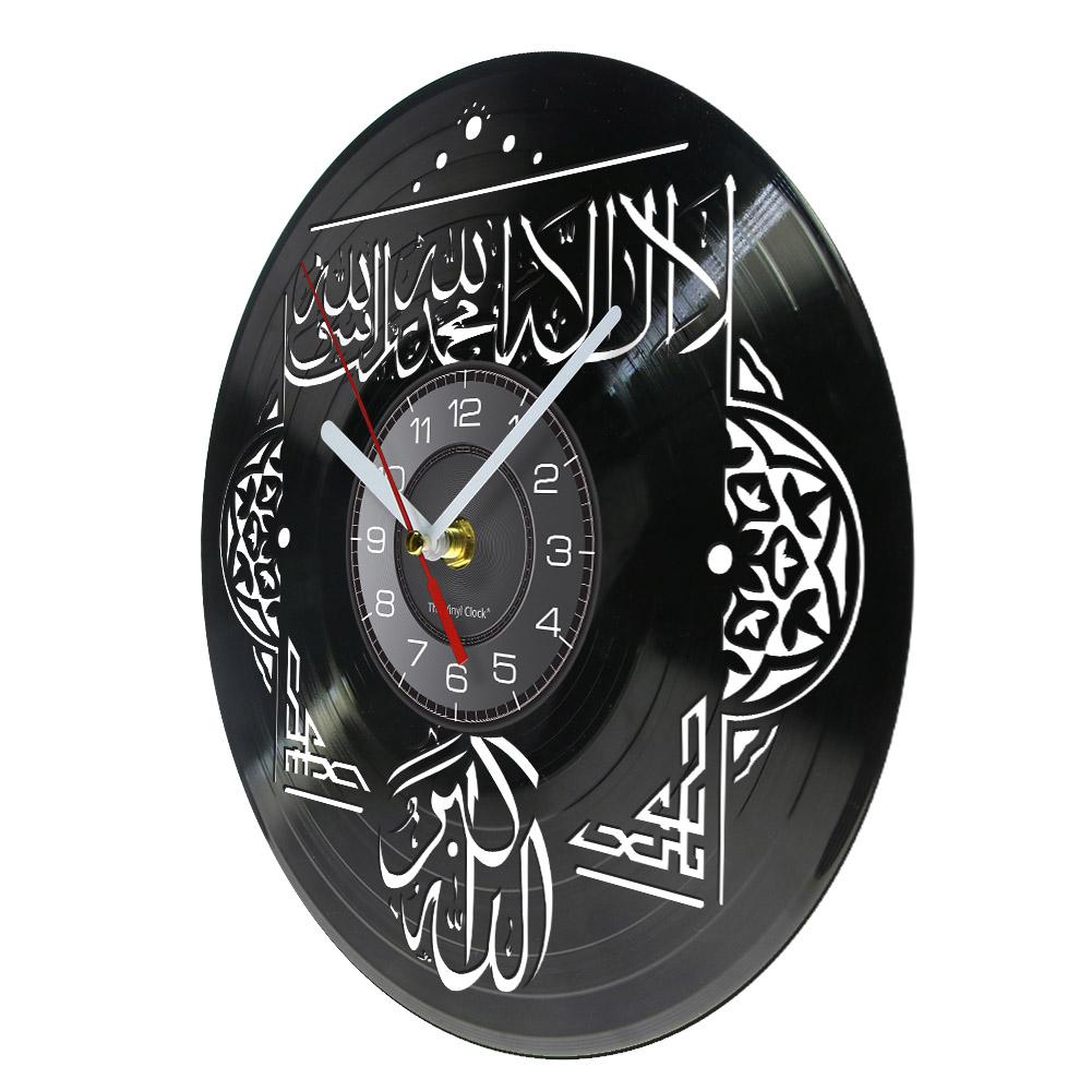 Islam Quran Vinyl Record Wall Clock Ramadan Religious Home Decor Islamic Arabic Calligraphy Wall Art Silent Quartz Clock Watch