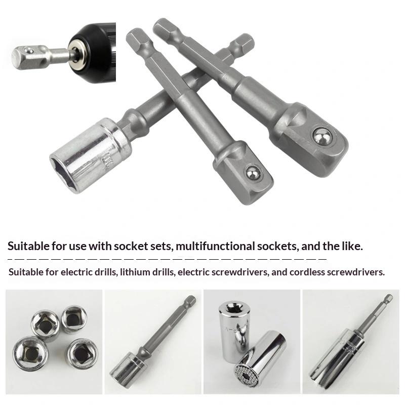 1/3Pcs Power Tools Chrome Vanadium Steel Socket Adapter Seth EX Shank To 1/4 "3/8" 1/2 "Extension Drill Bits Hex Bit Set