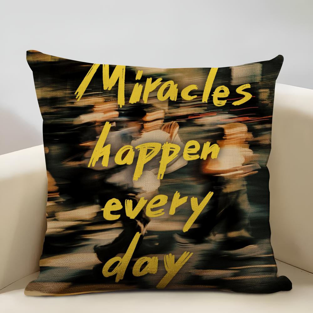 Classic lines Cushion Cover Household Decoration Linen Sofa Cushion Cover: Skin-Friendly & Breathable with Invisible Zipper