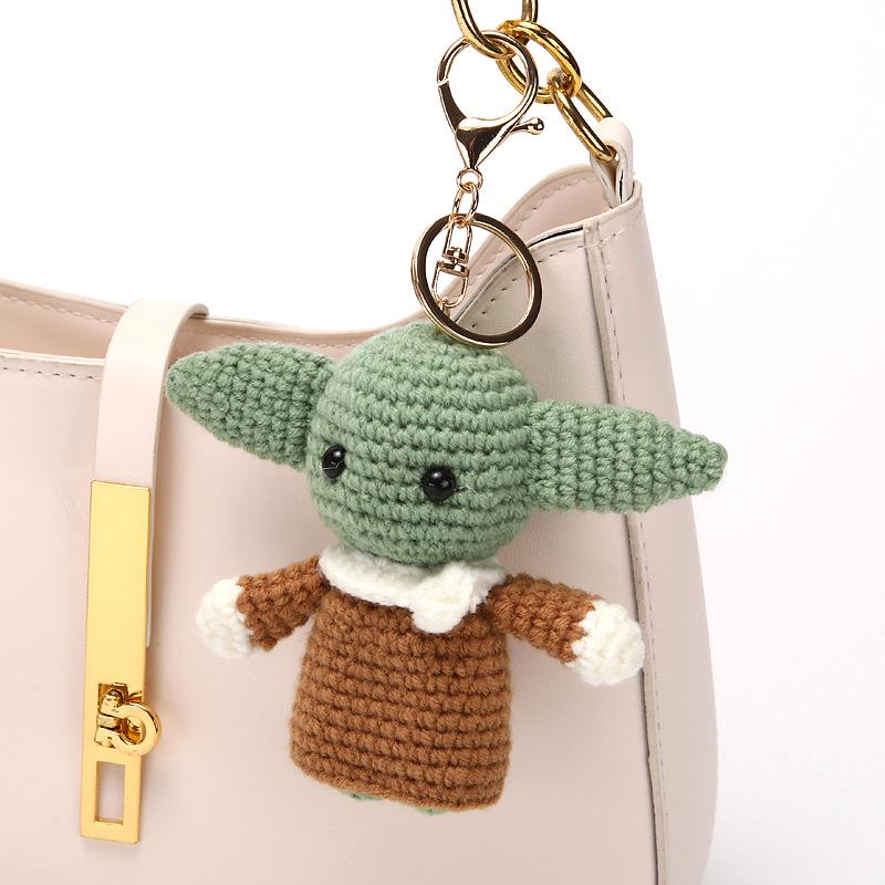 Knitted Baby Yoda Doll Keychain: Woolen Car Pendant & Bag Accessory