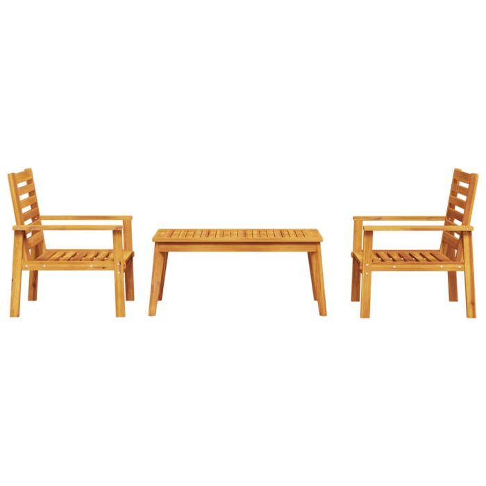 VidaXL Salon de Jardin 3 pcs, Table et Chaises avec Accoudoirs et Dossier, Ensemble de Meubles de Patio Arrière-cour 3211806