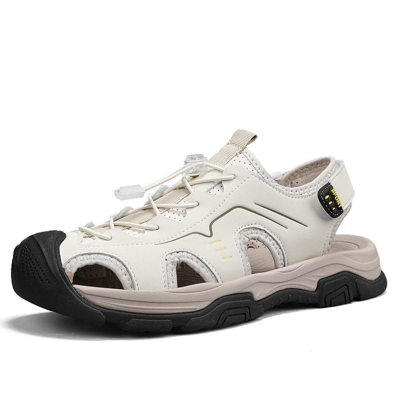 Fashion 2025 Summer Sandals Men Beach Slippers Genuine Leather Man Sandals Fashion Walking Shoes Male Plus Size 38-46