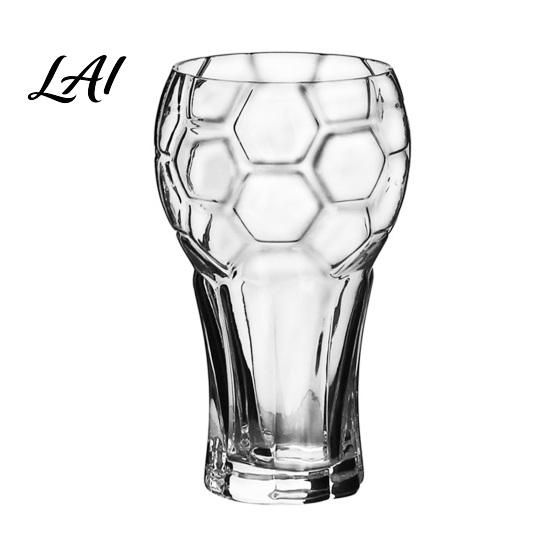 Football Embossed Beer Mug Soccer Glass 600ml Pint Cup Heavy Duty Clear