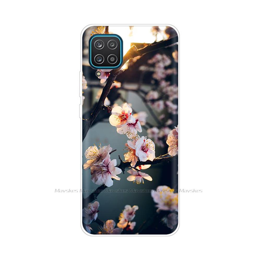 Soft Silicon Cover For Samsung Galaxy A12 Case Cute Flower Cat Bumper For Samsung A12 Phone Case Cover For Samsung A12 A 12 6.5"