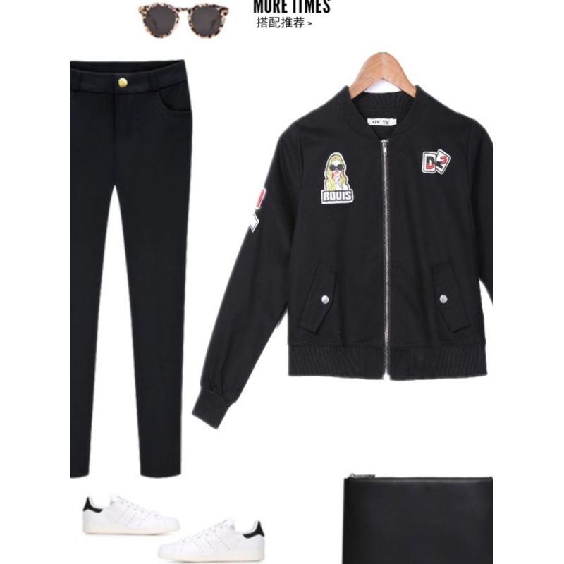 

Весна Новое поступление Женская одежда Свободный Приталенный Вид Паста Ткань Вышивка Скорость Короткое Пальто Топ Тренд Уличный Круглый Вырез Длинный Рукав Бейсбольная Форма Army Green XL