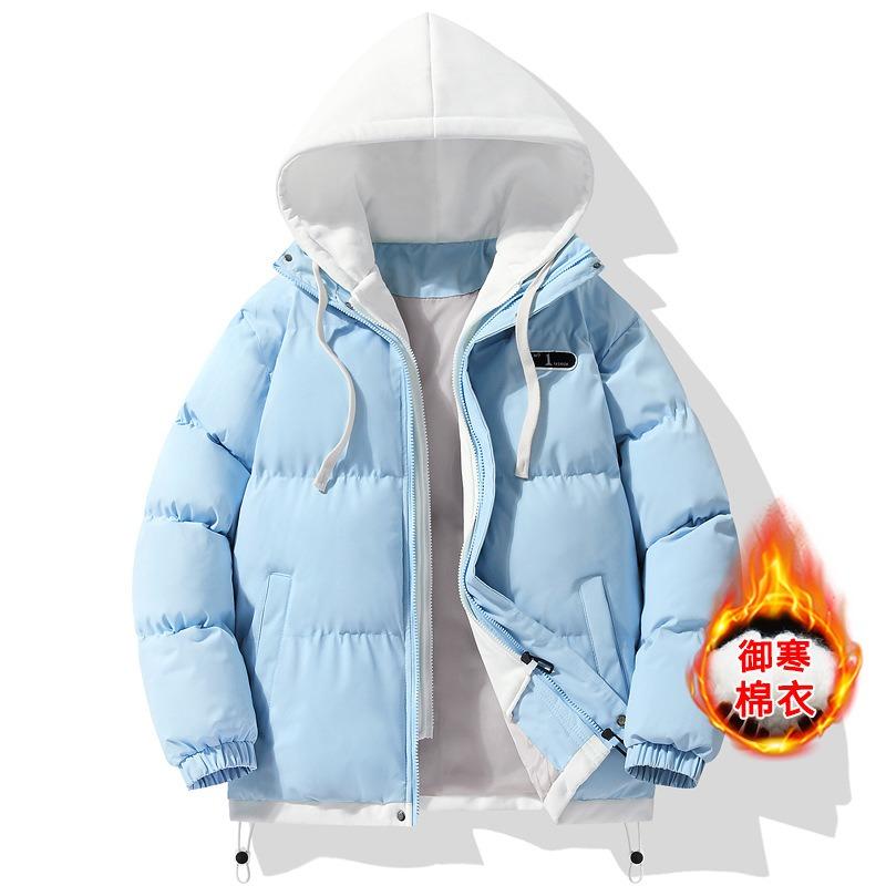 Padded clothes trendy brand fake two-piece hooded winter thickened jacket student padded jacket top casual jacket