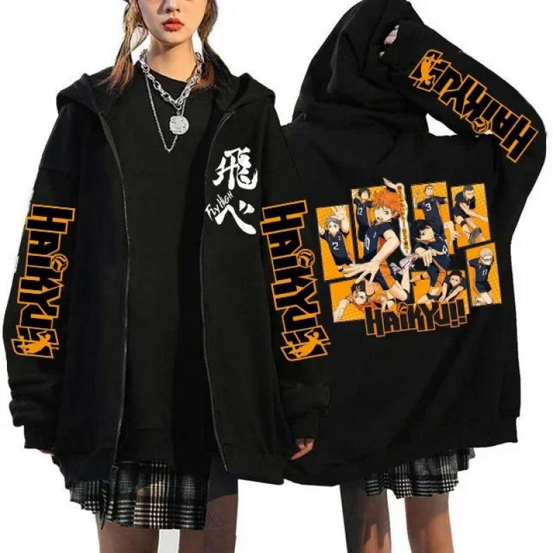 Haikyuu Jachete cu Fermoar Grafice Hanorace