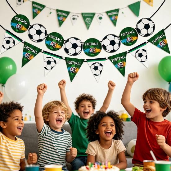 Soccer Birthday Party Decoration 10 Guest Disposable Dinnerware with Tablecloth Paper Plates Cup Napkin