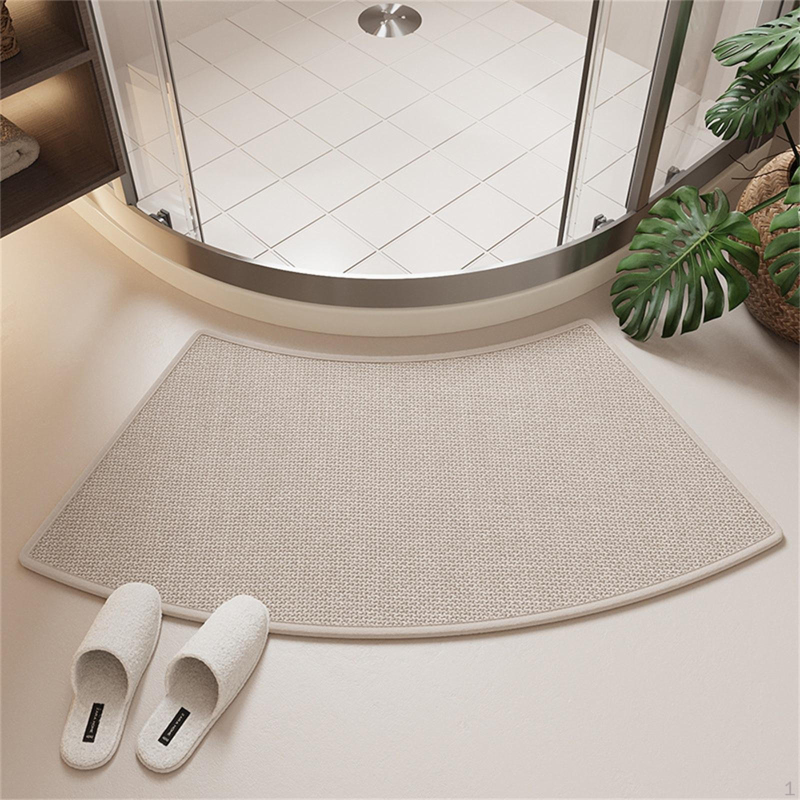 

Rug Absorbent Curved Shaped Bath Mat Non Slip Floor Carpet Comfortable Rubber Linen Suitable for бежевий
