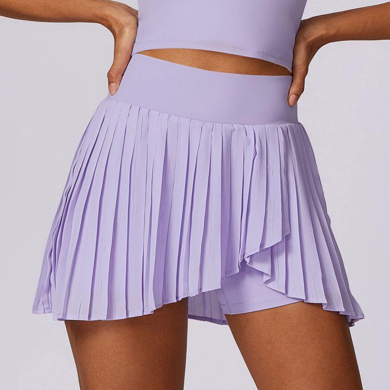 

Guangzhou Zechuang Clothing Co., Ltd. Zechuang Casual Pleated Sports Short dress Women Fake Two-Piece Quick-Drying Tennis Skirt Romantic purple M