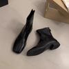 Women Ankle Boots  Spring Autumn Fashion Square Toe Short Boot Ladies Casual Low Heel Shoes Leather Flats Shoes Mujer Botas
