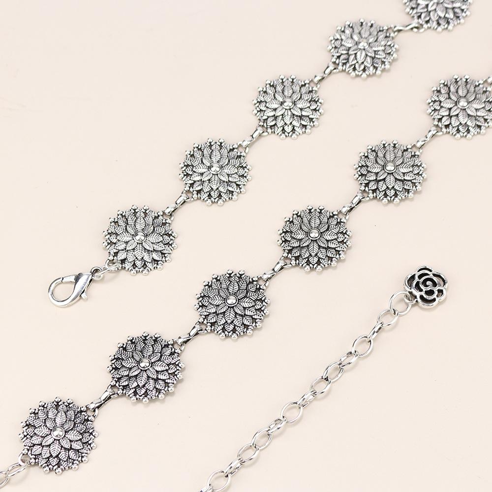 Waist Chain Women'S High Sense Women'S Retro Flower Waist Chain With Skirt Metal Chain Belt
